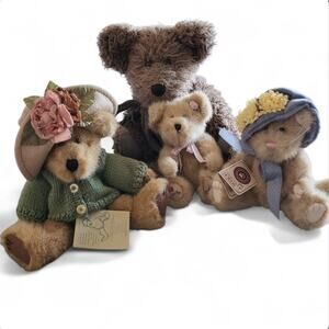 Vintage Boyds Bears (1 blue eyed Cat) Bundle of 4 Plushies, 2 With Tags